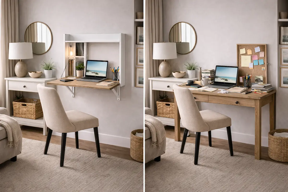Transformation d’un espace avec un bureau pliable