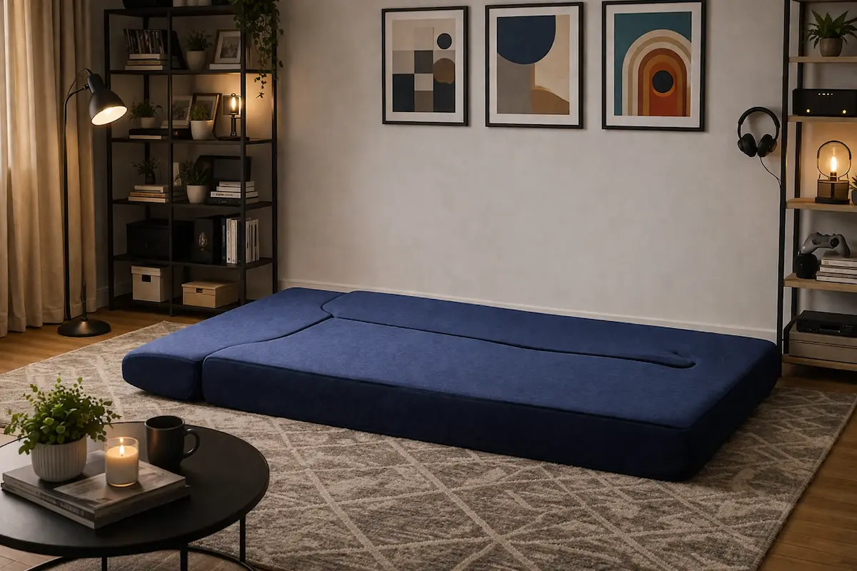 Salon optimisé avec canapé multifonction