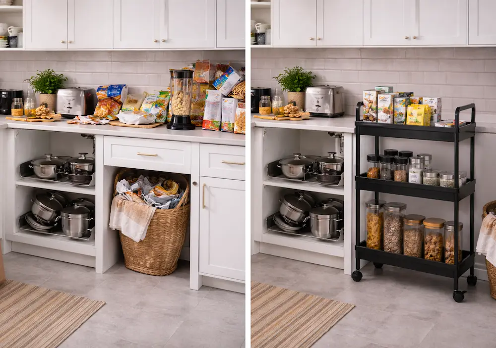 Avant après desserte cuisine