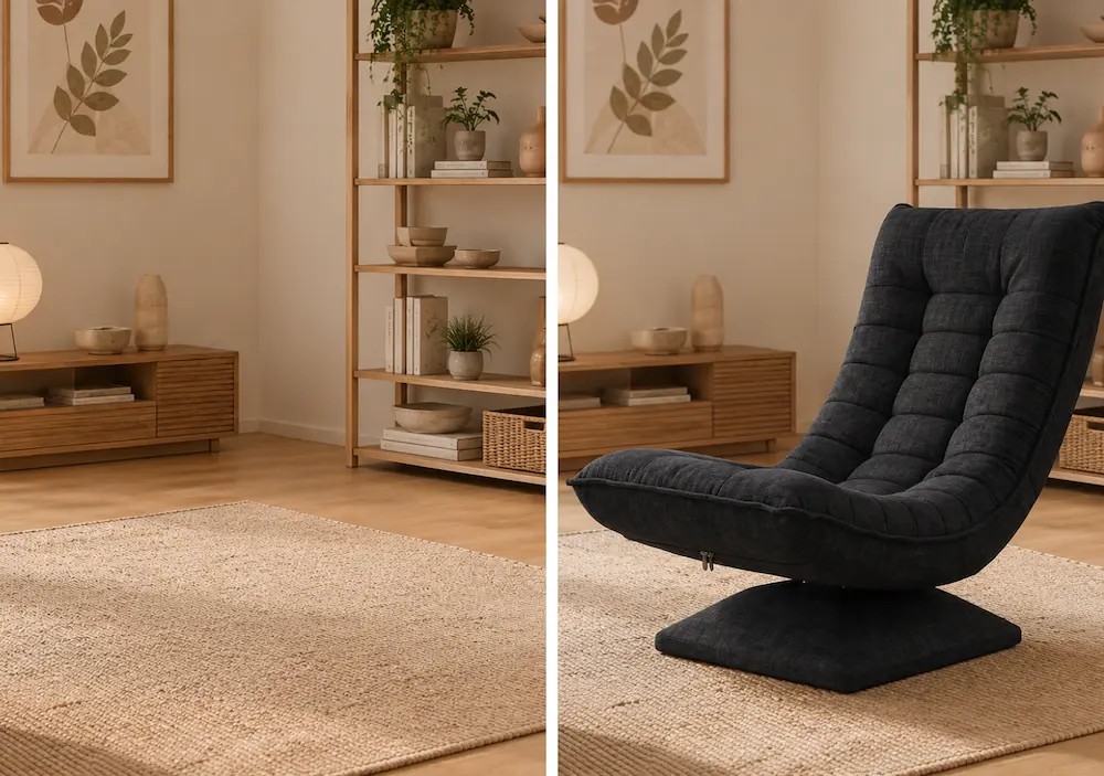 Avant après d'un fauteuil convertible 1 place transformé en lit