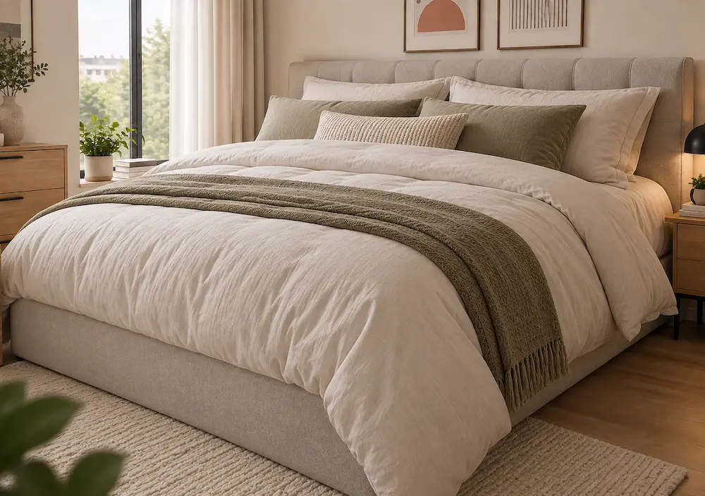 Petite chambre encombrée avec un lit classique sans coffre