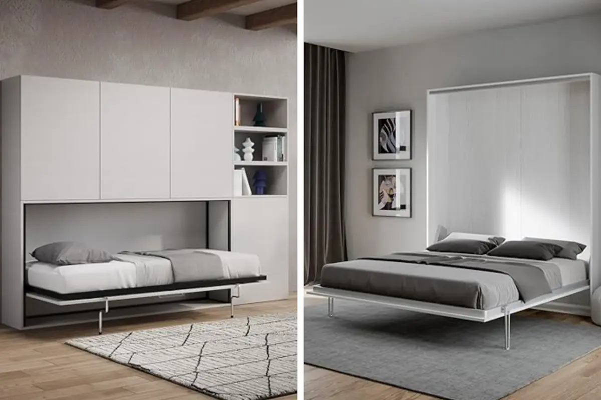 Différents types de lits escamotables dans des petits espaces