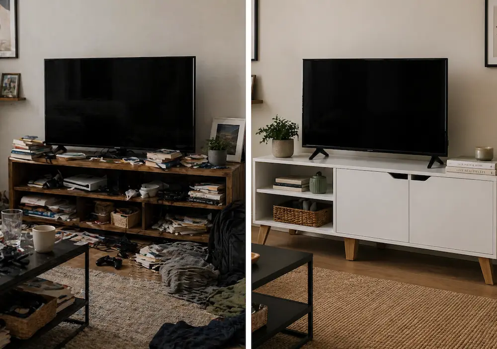 Avant après meuble TV compact