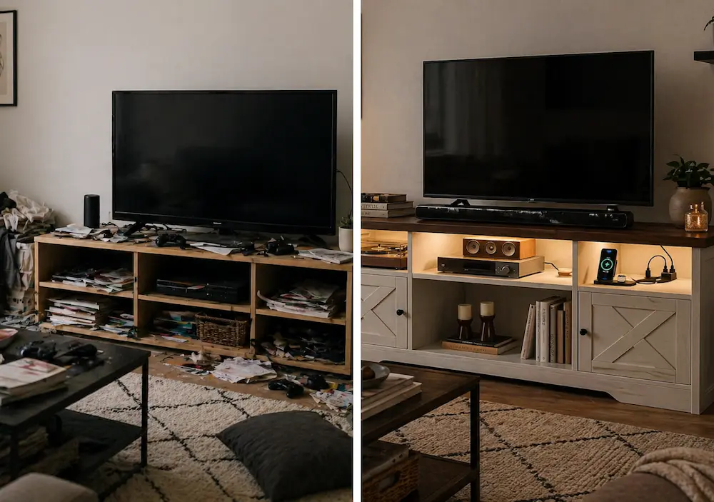 Avant après meuble TV design