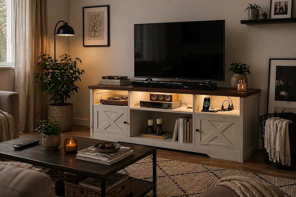 Meuble TV design intégré dans un salon