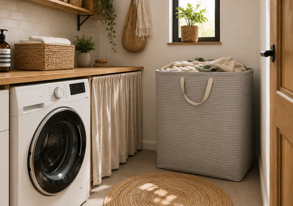 Panier à linge trop encombrant dans une petite salle de bain