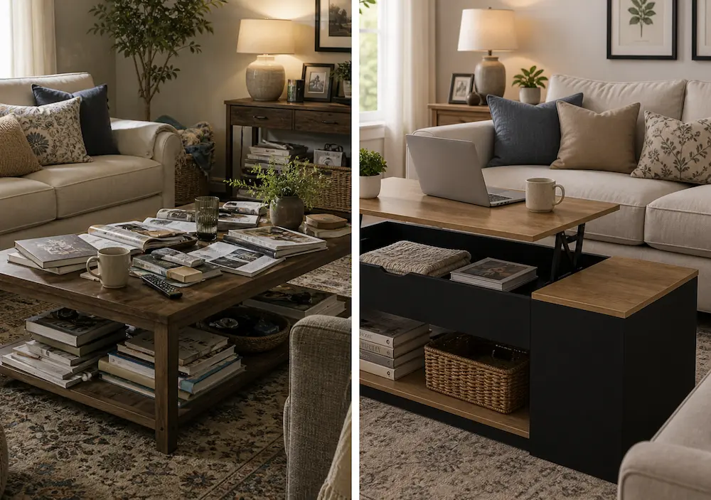 Avant après table relevable stable