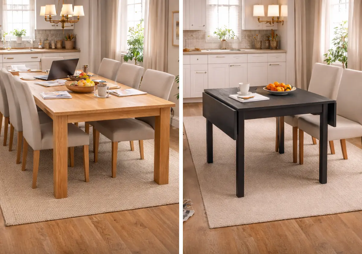 Avant après avec table extensible