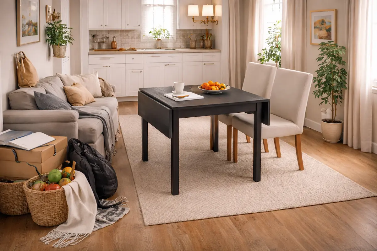 Table extensible compacte utilisée au quotidien