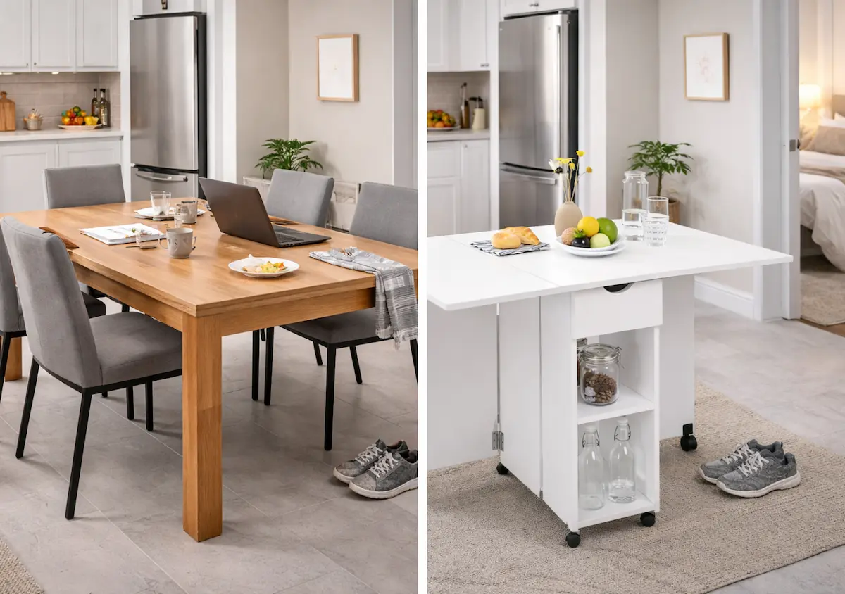 Avant après table rabattable