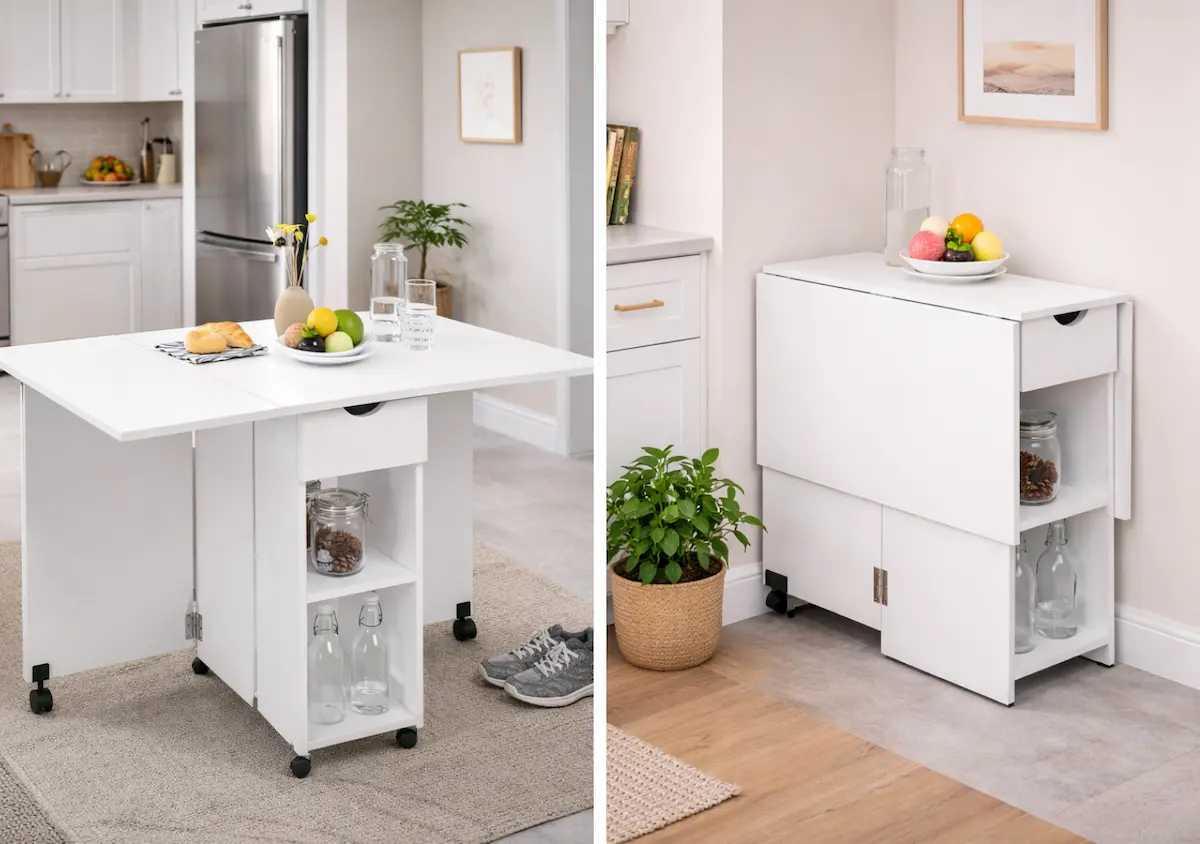 Avant après table rabattable petit espace