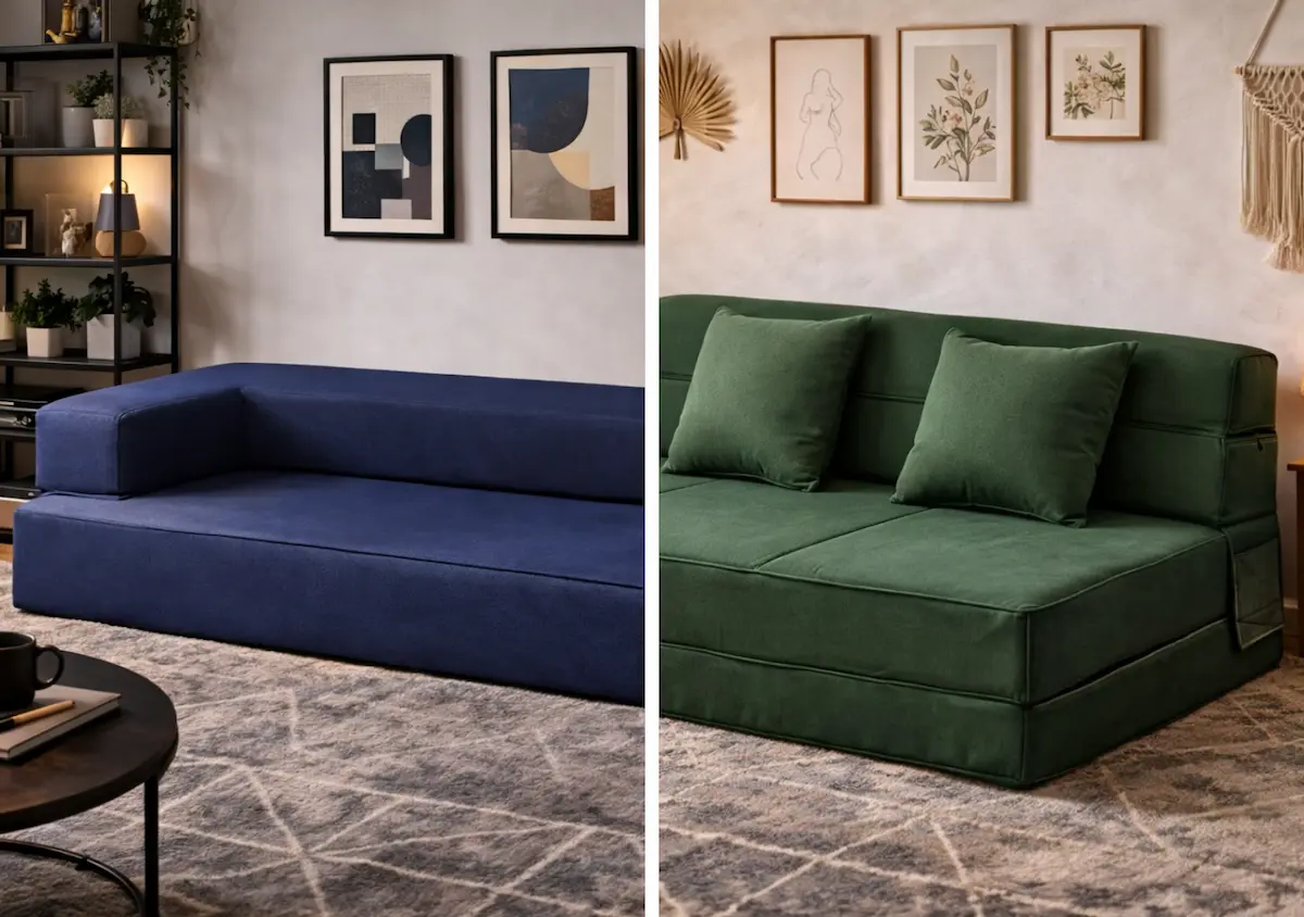 Canapé convertible dans un petit espace optimisé