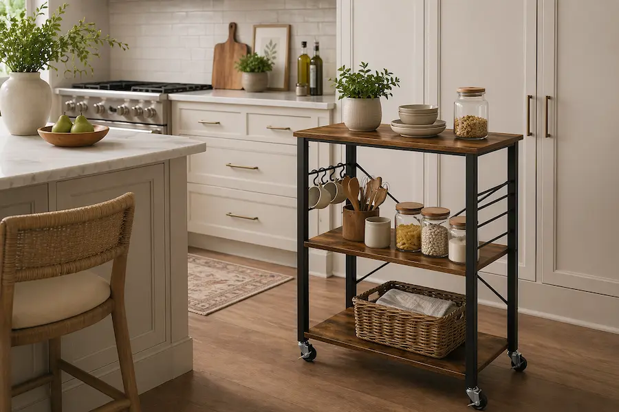 Desserte de cuisine design dans une petite cuisine moderne