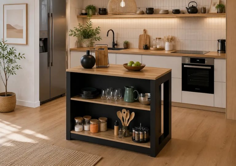 Îlot de cuisine étroit dans une petite cuisine