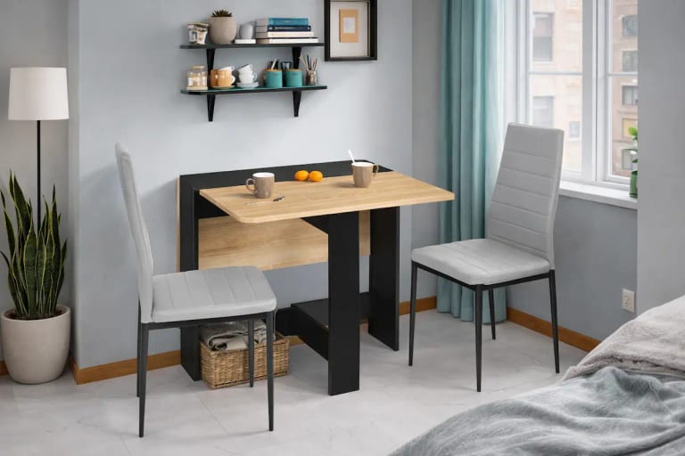 Table console extensible dans un petit salon moderne