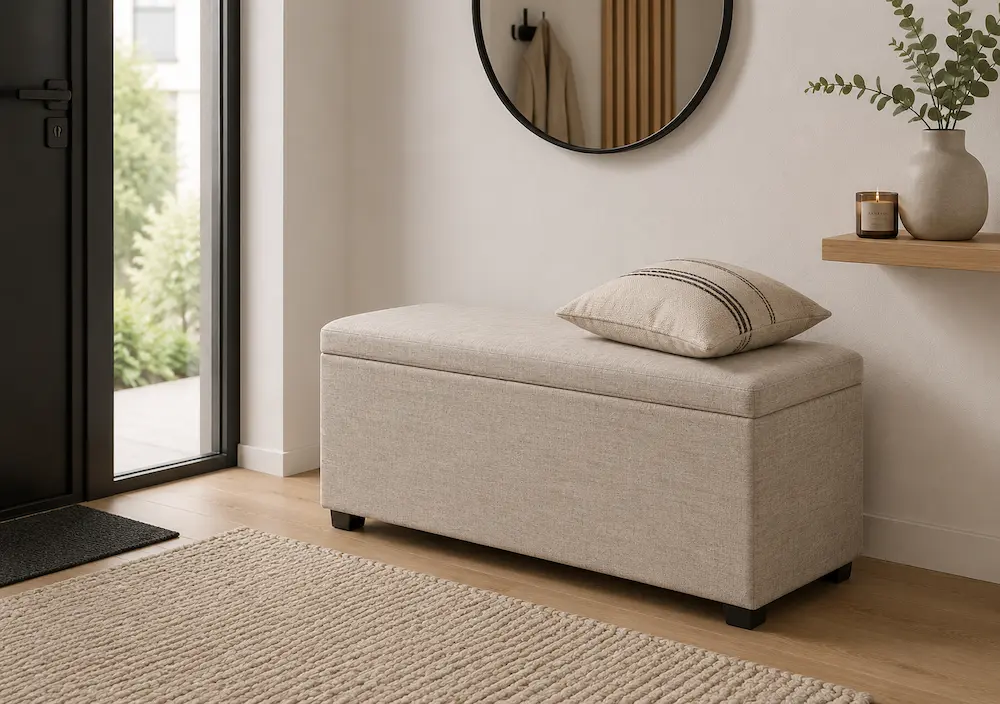 Banc coffre utilisé dans une entrée moderne