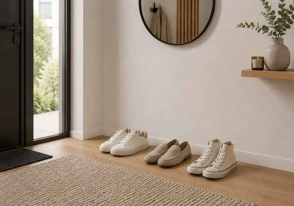 Entrée encombrée par les chaussures