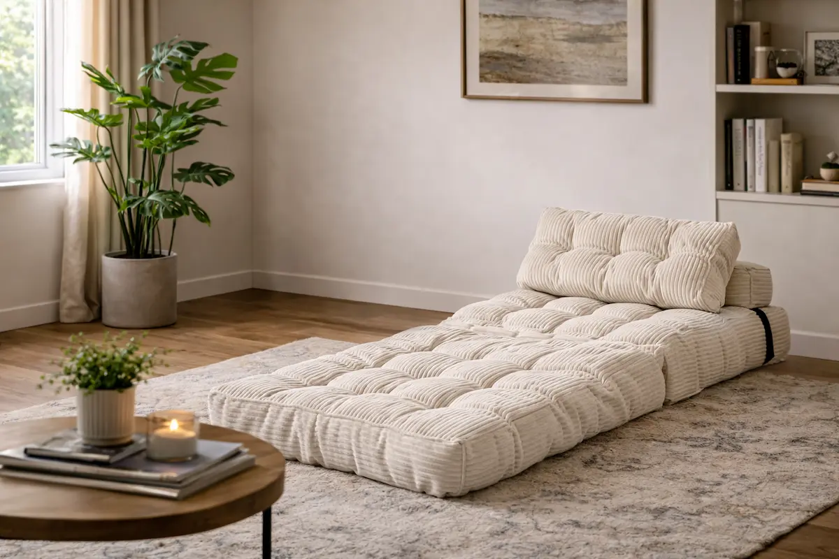 Utilisation canapé convertible compact dans un petit espace