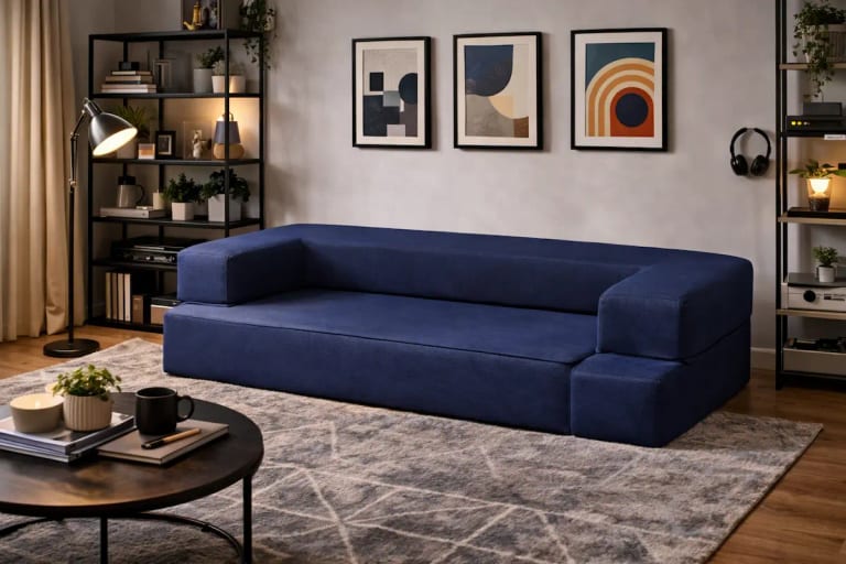Canapé convertible multifonction dans un salon moderne