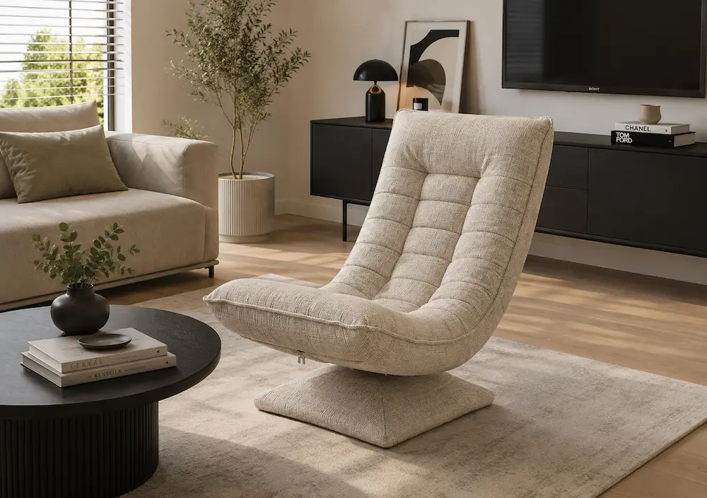 Fauteuil convertible 1 place dans un petit salon scandinave