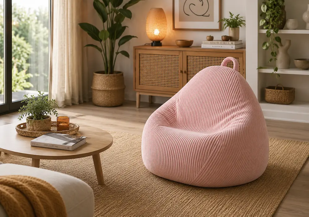 Pouf convertible compact dans un petit salon