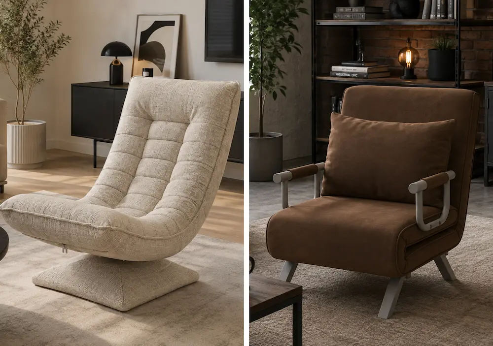 Trois types de fauteuils convertibles adaptés aux petits espaces