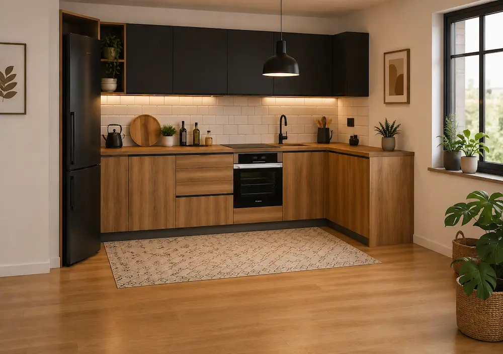 Petite cuisine manquant de plan de travail et d'espace de rangement