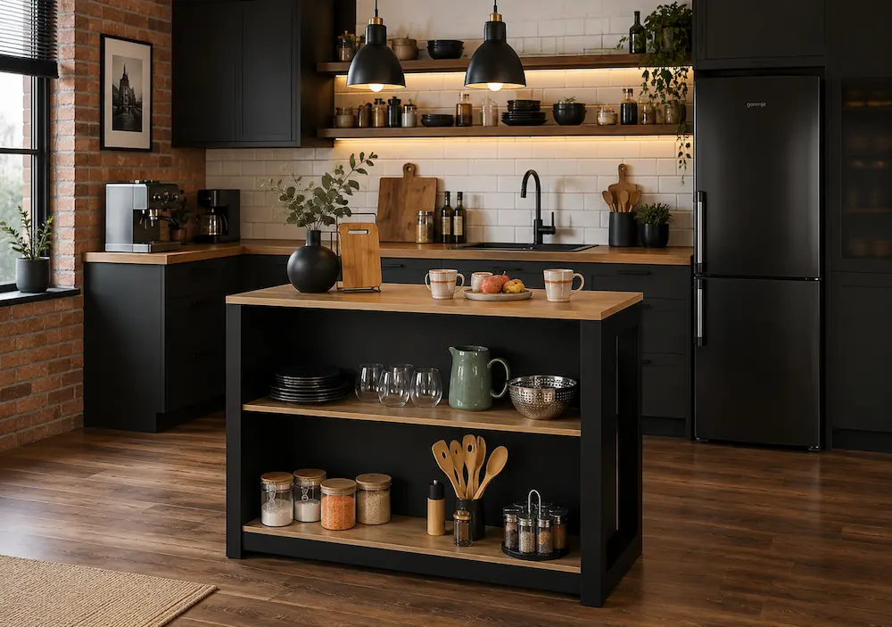 Organisation d'un îlot de cuisine étroit dans une petite cuisine