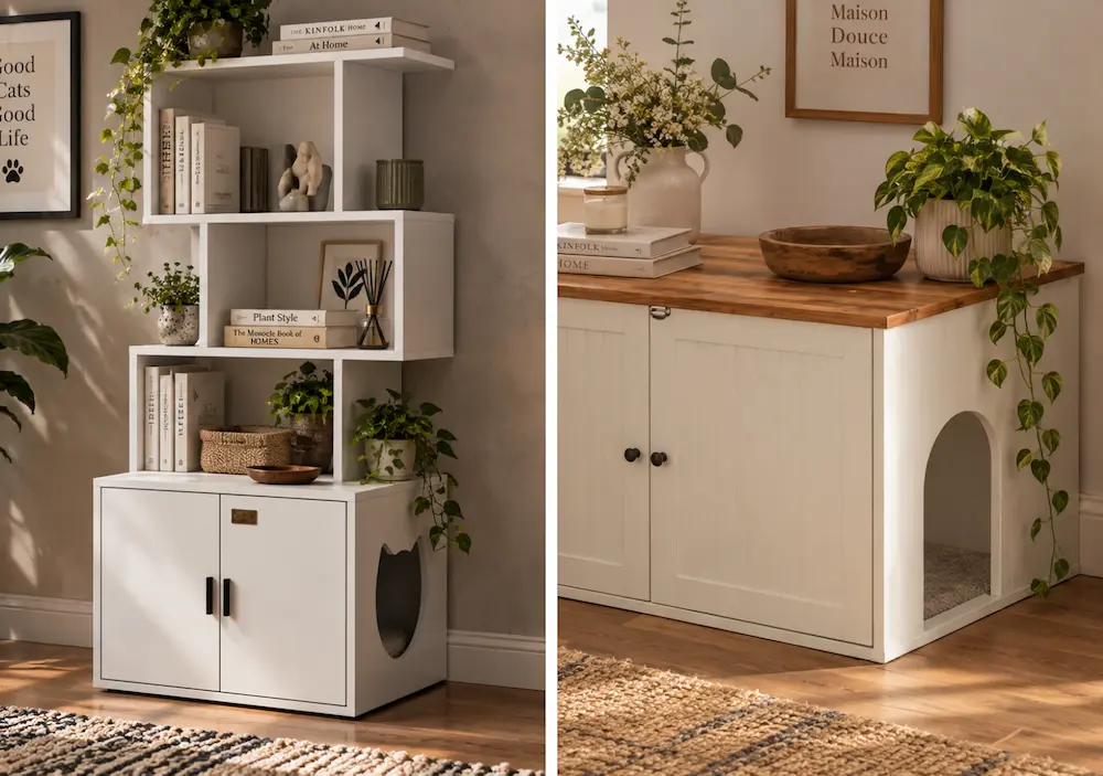 Comparaison de trois meubles cache-litière pour petit espace