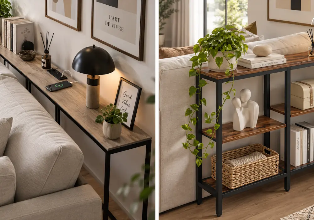 Comparaison de trois meubles derrière canapé pour petit salon