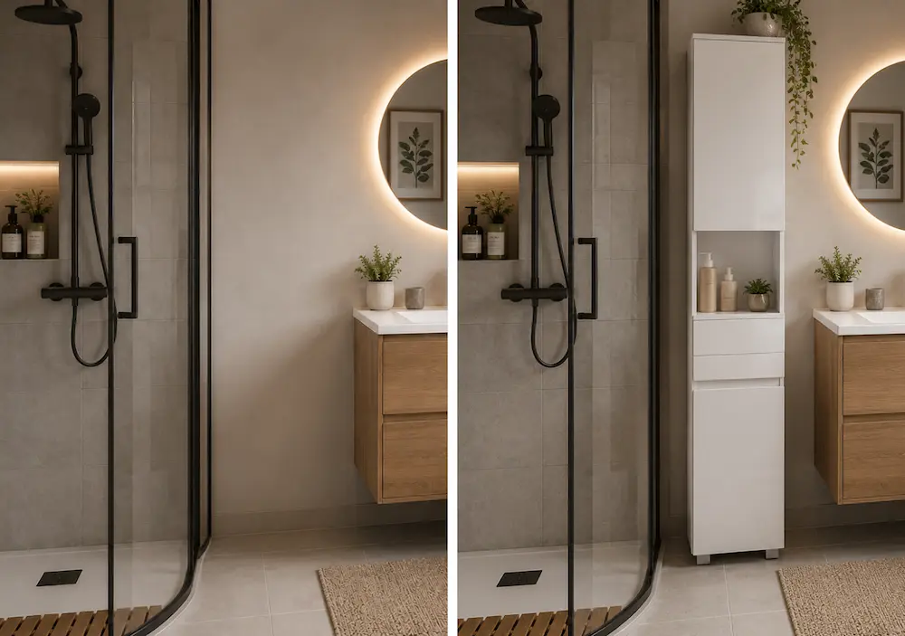Avant après meuble colonne étroite