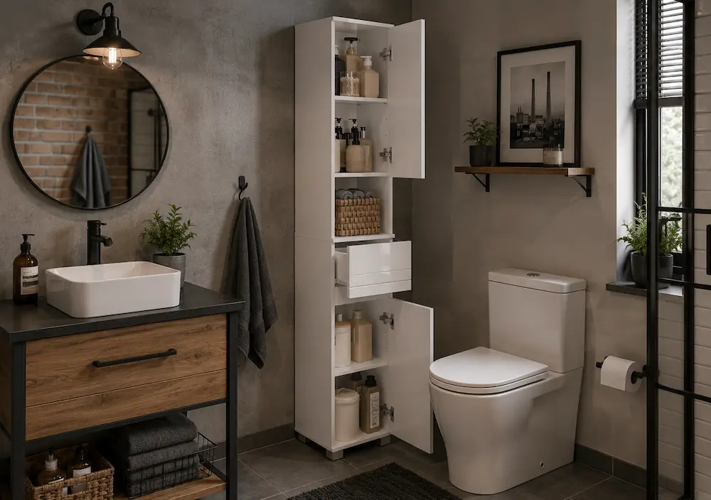 Petite salle de bain optimisée avec meuble gain de place