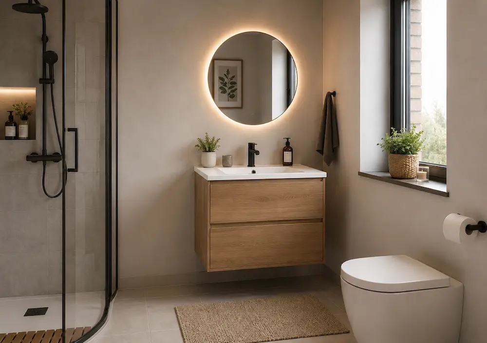 Salle de bain sans rangement vertical