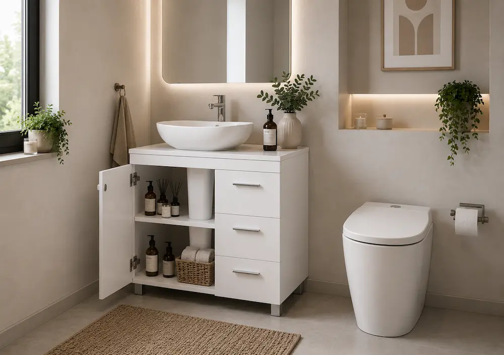 Organisation meuble sous lavabo compact