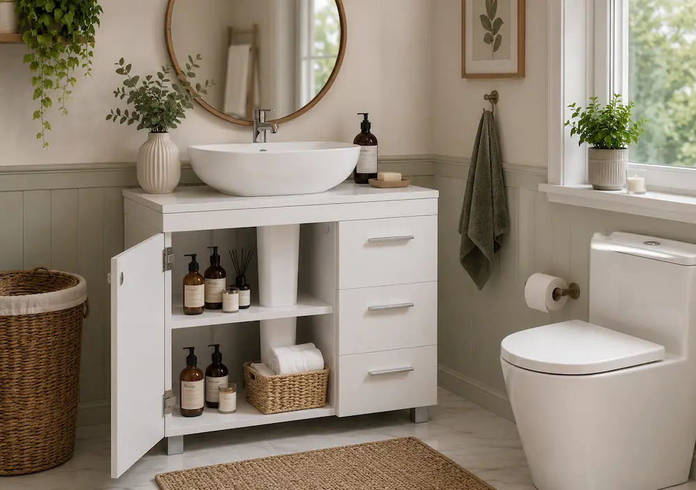 Utilisation meuble sous lavabo compact