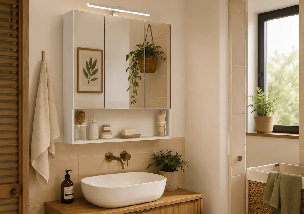 Utilisation d'un miroir armoire dans une salle de bain