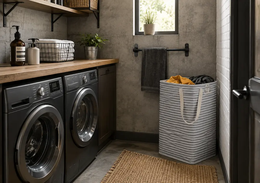 Organisation d'un panier à linge pliable