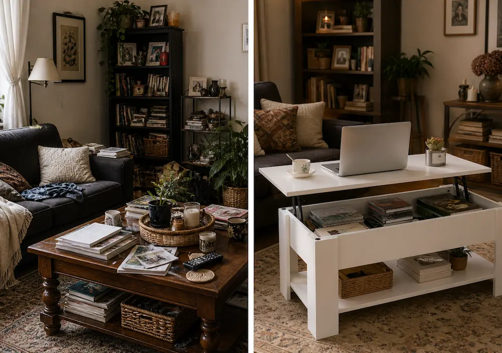 Avant après table relevable compacte
