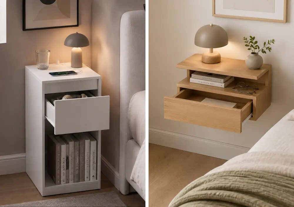 Trois tables de chevet adaptées aux petites chambres