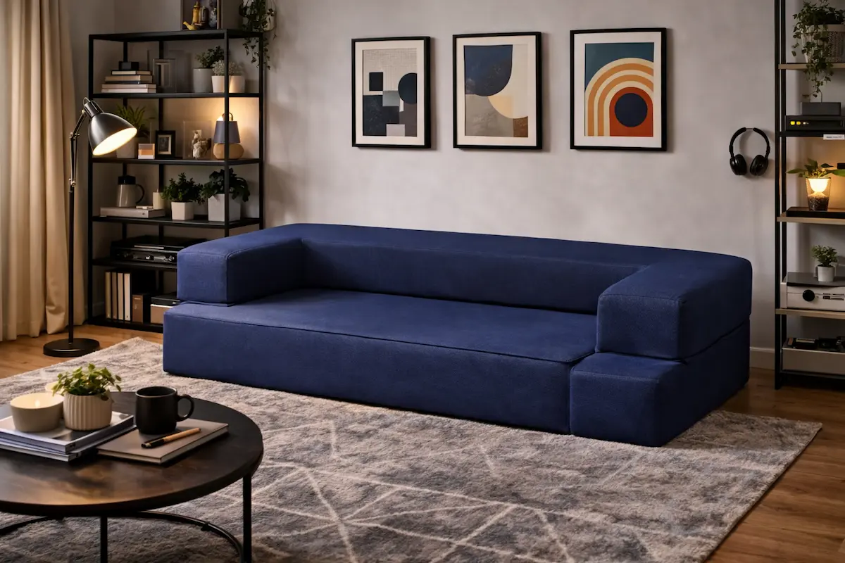 Canapé convertible multifonction dans un salon moderne