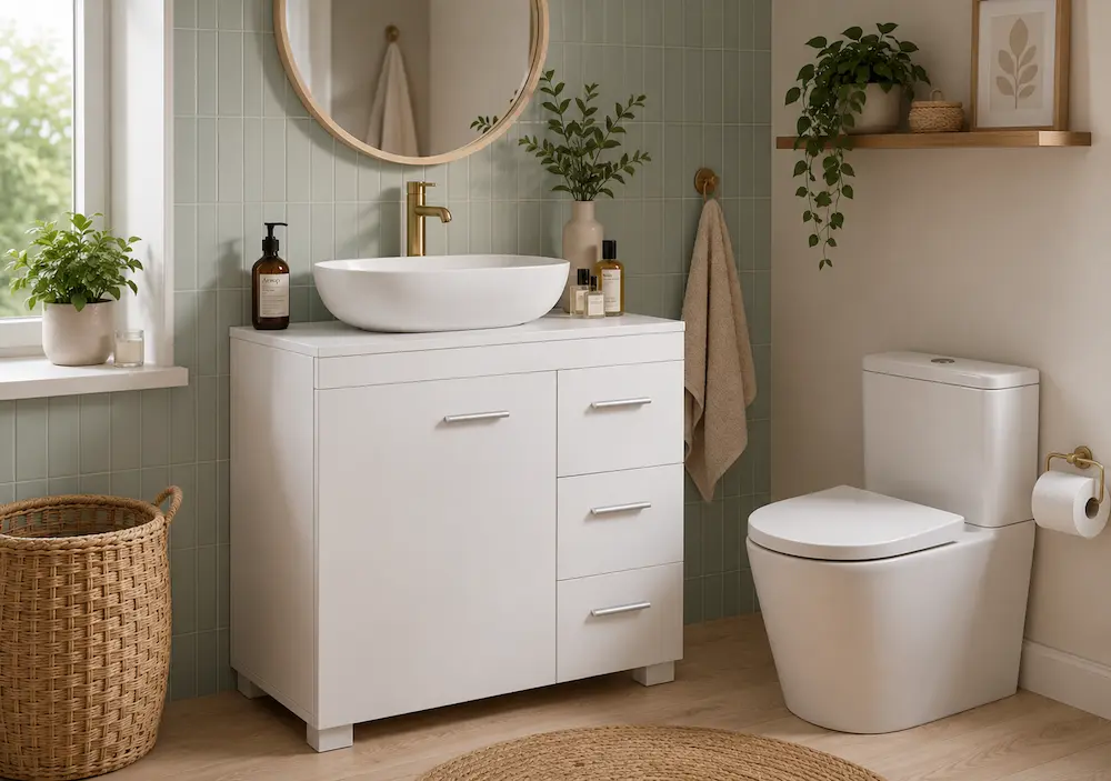 Meuble de salle de bain sous lavabo compact dans une petite salle de bain