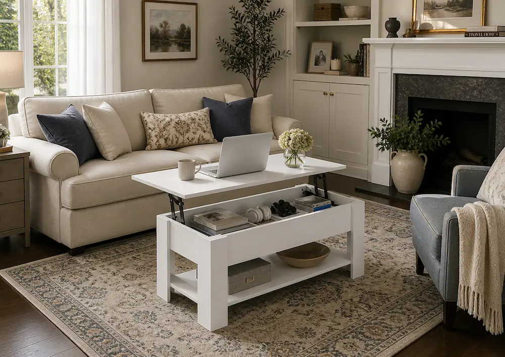 Table basse relevable compacte
