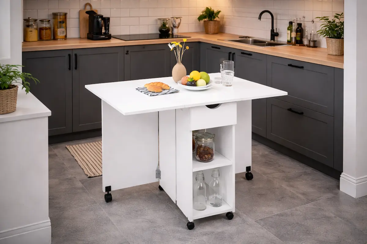 Table rabattable dans un petit espace moderne